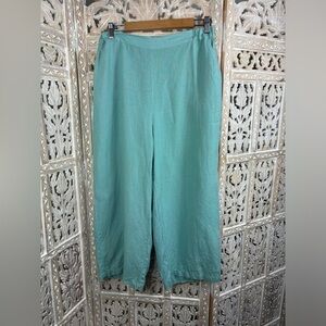 Vintage Cotton Connection Aqua Blue Casual 100% Linen Pants-Medium